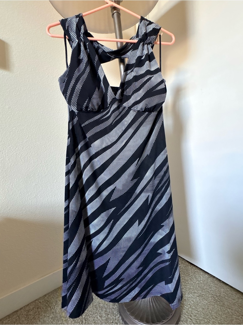 NWT MT Collection Geometric Dot Print Halter Midi Dress - Size L